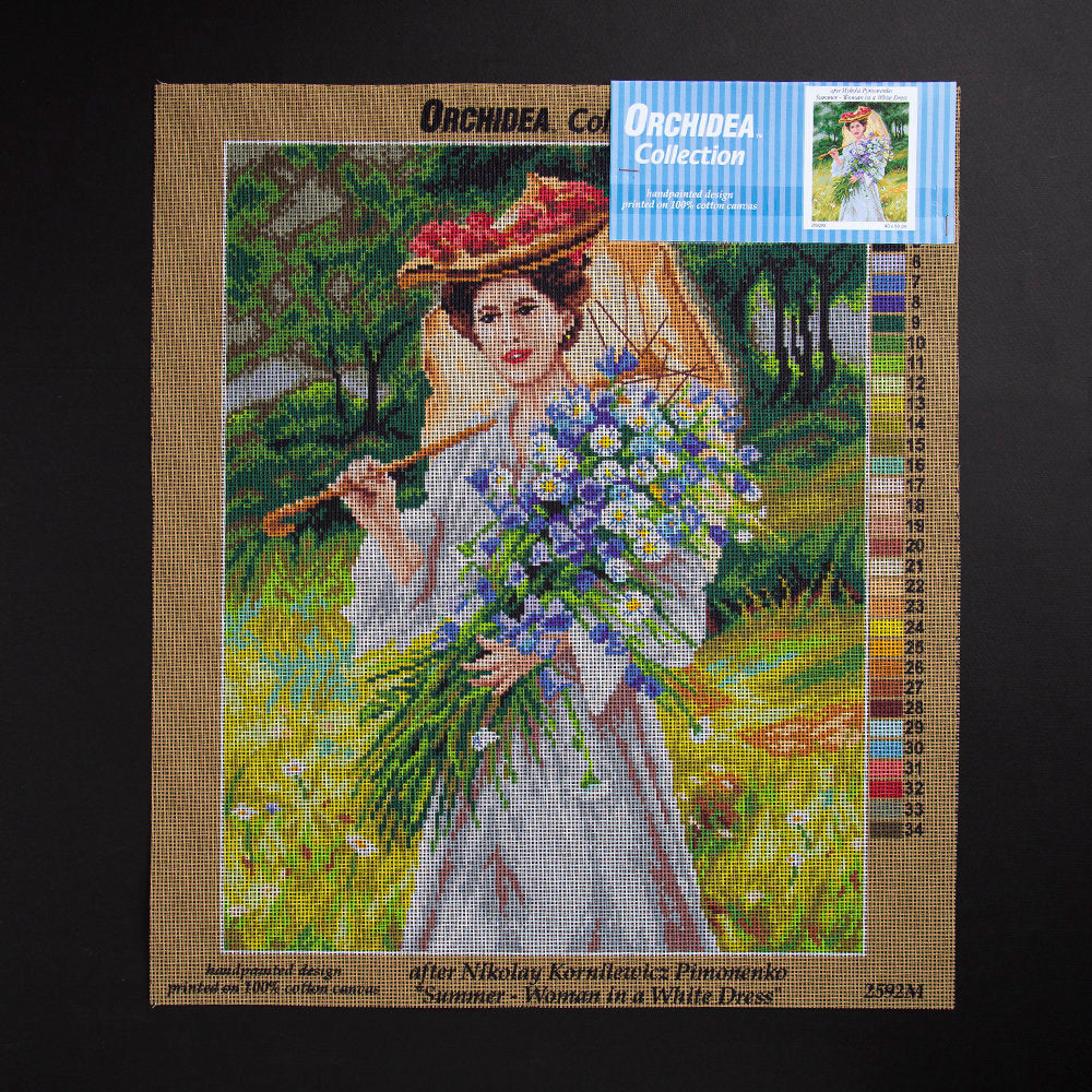 ORCHİDEA 40 x 50 cm Beyaz Elbiseli Kadın Baskılı Goblen 2592M